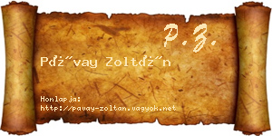 Pávay Zoltán névjegykártya